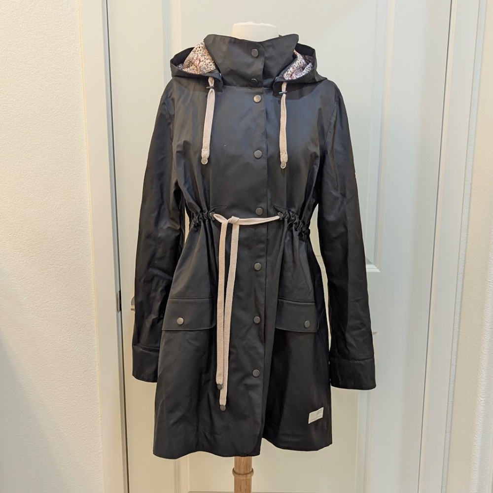 NWOT - ODD MOLLY Black A-Line Raincoat Slicker Jacket Hood - Size 2 / Medium - Picture 9 of 16